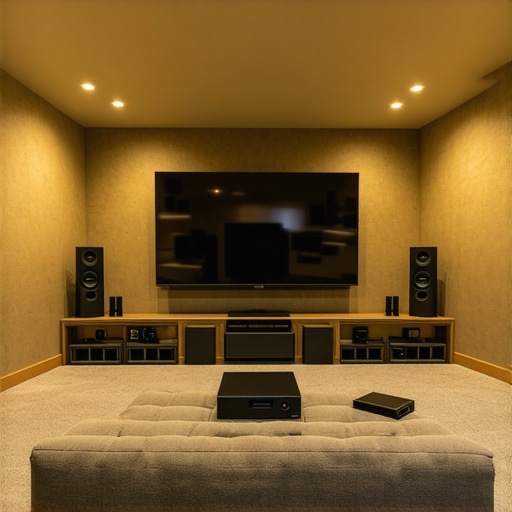 Luxurious home theater room with advanced sound and projection technology