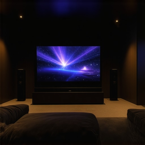 Modern home theater with monitor and projector
