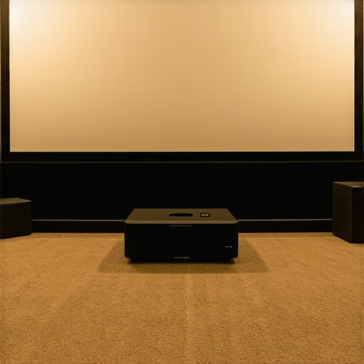 A well-calibrated and acoustically treated home theater with projector and sound system.