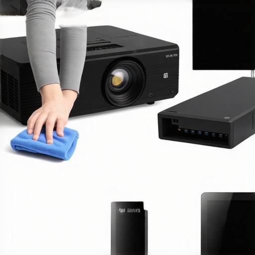 Maintaining Your Home Theater Equipment A technician cleaning and calibrating home theater devices to ensure long-term performance.