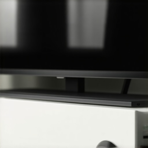 Person examining glare and reflection on a glossy OLED TV in a bright living room.