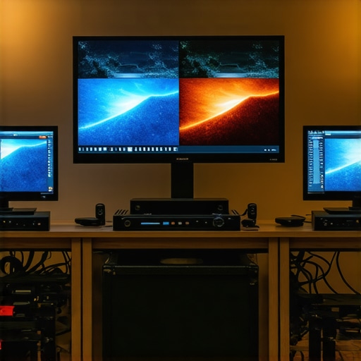 Professional calibration tools and monitors in a home theater setting