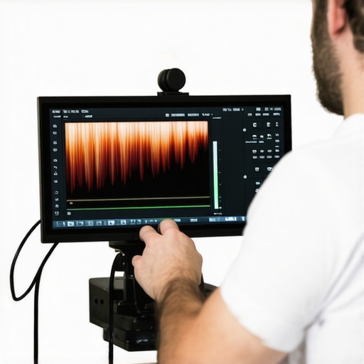 Technician calibrating a high-resolution monitor with professional tools for optimal performance
