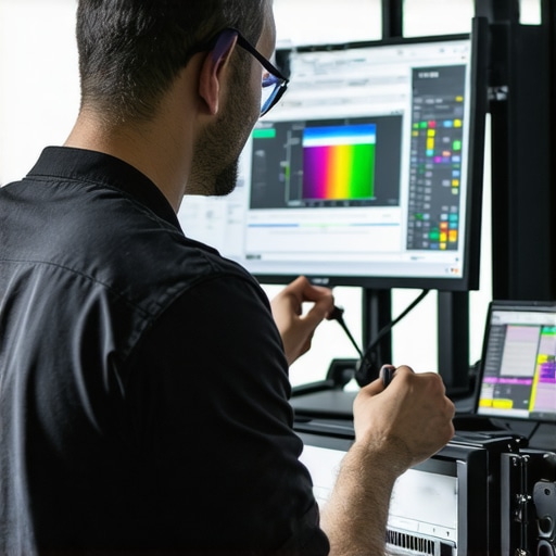 Expert Calibration of a Home Monitor Technician calibrating a professional-grade monitor for optimal color accuracy