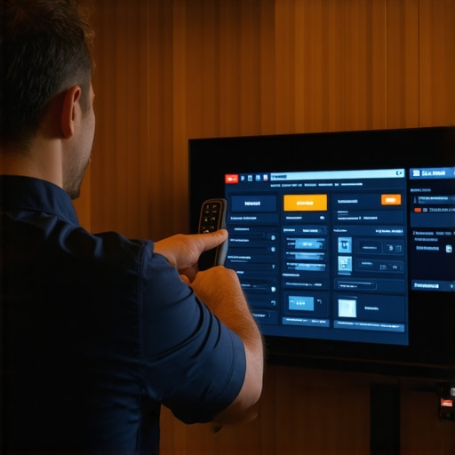 Professional calibrator working on a home theater TV