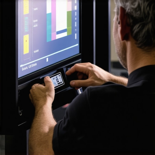 Home Theater Calibration in Action Technician calibrating a home cinema display with professional tools