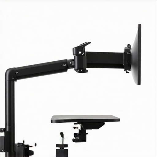 A person adjusting a computer monitor on an ergonomic adjustable arm in a bright workspace