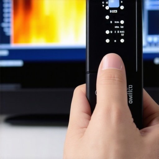 A technician calibrating a high-end home theater monitor with a professional device.