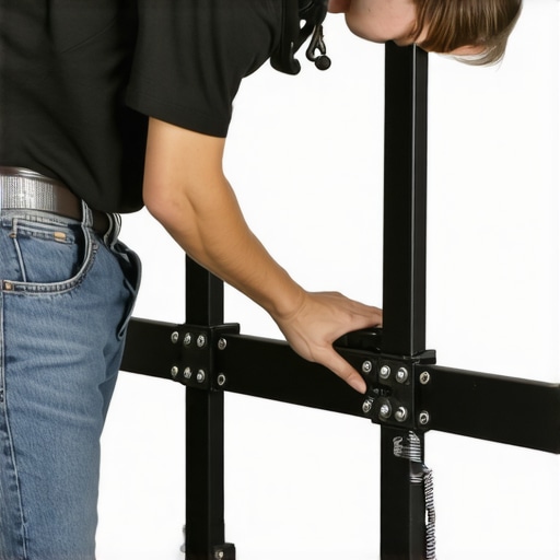 Close-up of hands tightening springs on a tensioned projector screen
