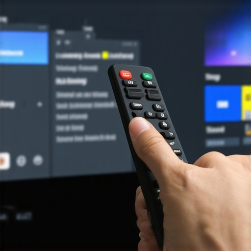 Adjusting TV Settings to Fix Overscan Person navigating TV menu to disable overscan and full picture display.