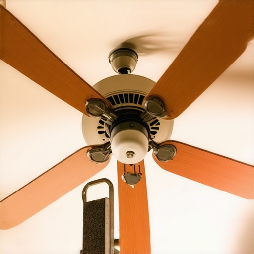 Balancing Ceiling Fan Blades for Reduced Vibration A person attaching balancing weights to ceiling fan blades to reduce wobbling