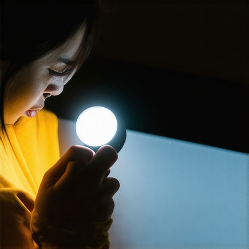 Person fine-tuning projector focus with leveling tool in bedroom