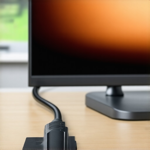 High-Quality HDMI 2.1 Cable Connection Close-up of an HDMI 2.1 cable connected to a 4K television, showcasing durable build and shielding for optimal performance.