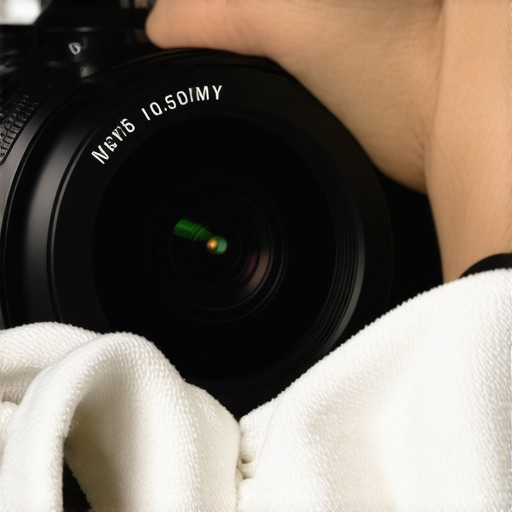 Home Theater Equipment Maintenance Person cleaning projector lens with microfiber cloth to maintain optimal performance