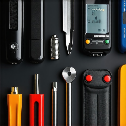 Various tools and devices used for maintaining and calibrating a home theater system.