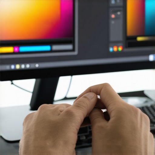 Person adjusting monitor brightness and color settings using on-screen menu