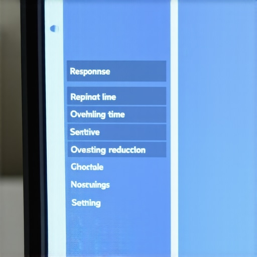 Monitor on-screen menu highlighting response time and overdrive options.