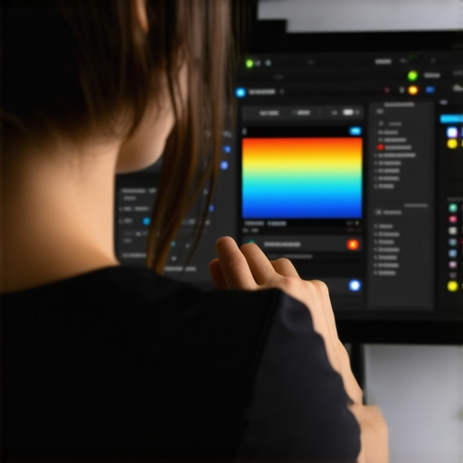 Person adjusting monitor settings to enable sRGB mode