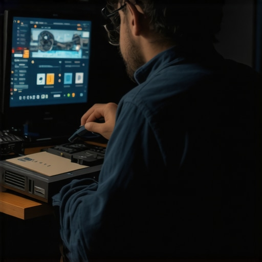 Professional Projector Calibration for Longevity Technician using calibration tools on a home theater projector