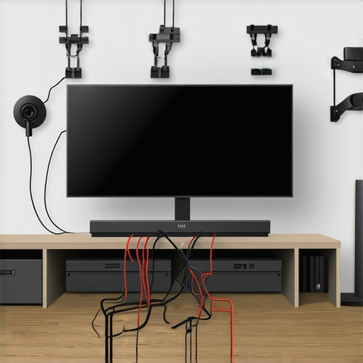 Diagram of neatly routed cables behind a home entertainment system