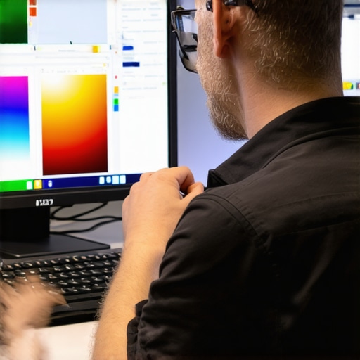 Calibrating Monitor for 10-Bit Color Support Person in a dimly lit room adjusting monitor settings with a color calibration tool