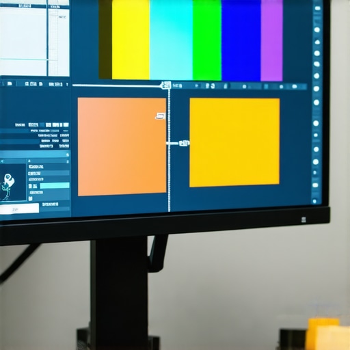 Color Calibration Tool for Monitors A handheld color calibration device next to a computer monitor showing vibrant colors