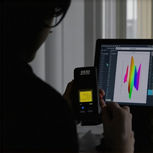 Home Theater Calibration Tools in Use A color calibration device measuring a computer monitor's color in a home theater setting