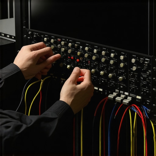 Maintaining Your Home Cinema Equipment Person calibrating a home theater system with tools and cables.