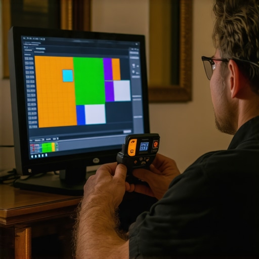 Professional Display Calibration in Action Person calibrating monitor with a colorimeter device for optimal color accuracy