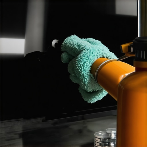 Person cleaning a monitor with microfiber cloth and compressed air