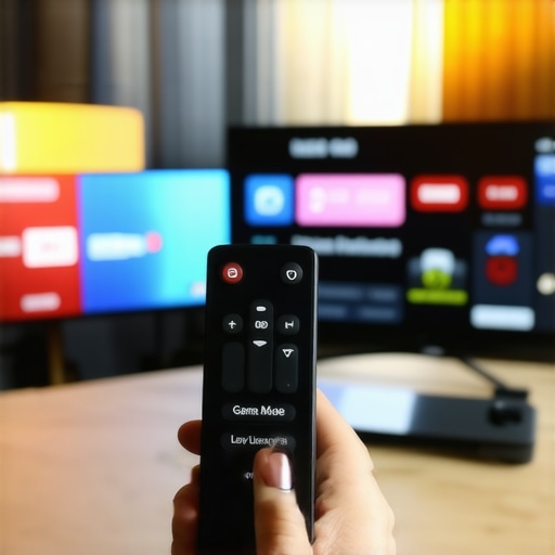 Activating Game Mode for Lower Input Lag Hand using a TV remote to navigate a settings menu for gaming performance