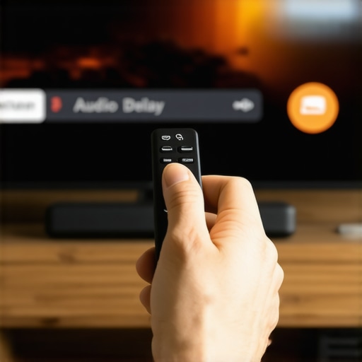 Adjusting the TV Audio Sync Settings A person adjusting the audio delay settings on a smart TV menu to fix soundbar sync issues.