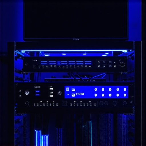 Advanced Home Theater Power Management High-end power conditioner and audio gear in a home cinema rack.