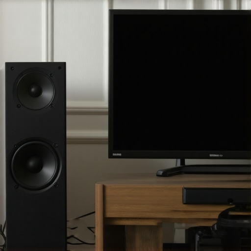Angling a center channel speaker with foam wedges A center channel speaker tilted upwards on isolation pads to improve audio clarity