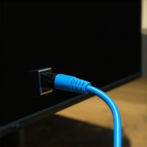 A USB to Gigabit Ethernet adapter connected to the USB port of a smart TV to bypass the 100 Mbps speed limit.