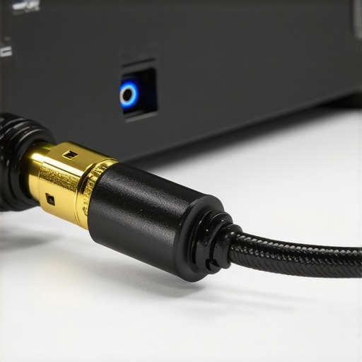 A high-speed HDMI cable connecting to a 4K home cinema receiver.