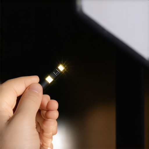 Checking HDMI Ports for Dust and Damage Person using a flashlight to inspect television ports for maintenance.