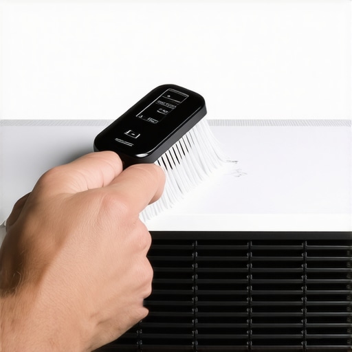 Cleaning Projector Vents Person cleaning 4K projector vents with a soft brush