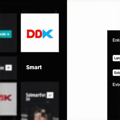 Comparison of a cluttered built-in smart TV menu and a clean external streaming device interface.