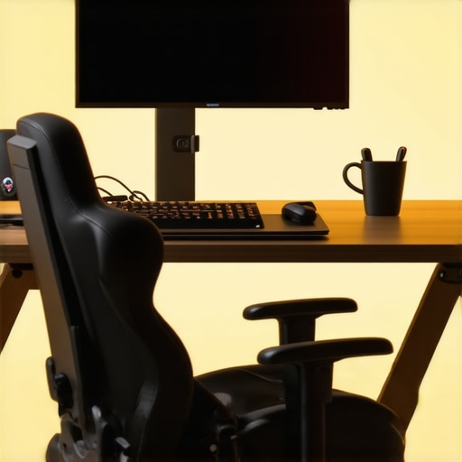Correct Ergonomic Gaming Monitor Setup Diagram-style side view showing proper monitor height and eye alignment for gaming.