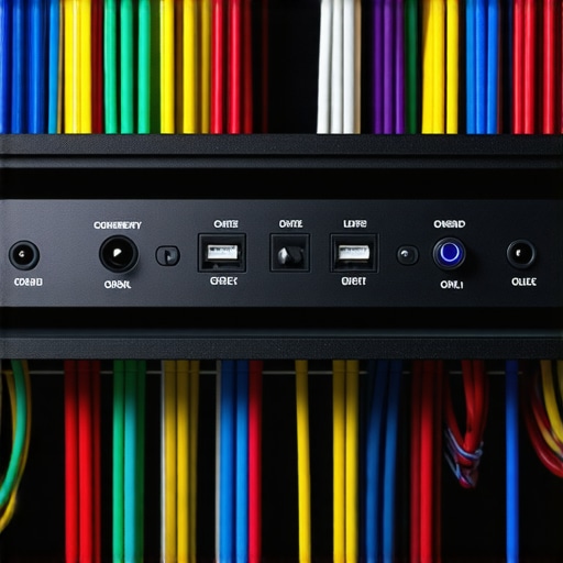 Professional home theater rack with power conditioner and organized cables