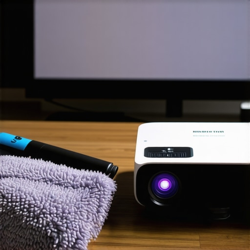 Essential Maintenance Tools for Home Cinema Electric duster and microfiber cloth for cleaning home theater gear