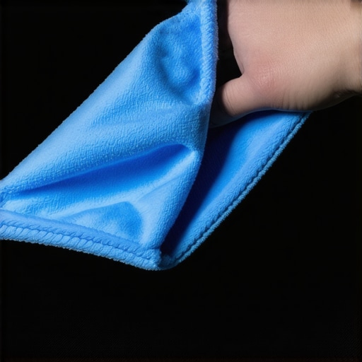 Close-up of a microfiber cloth cleaning a high-end TV screen to maintain clarity.