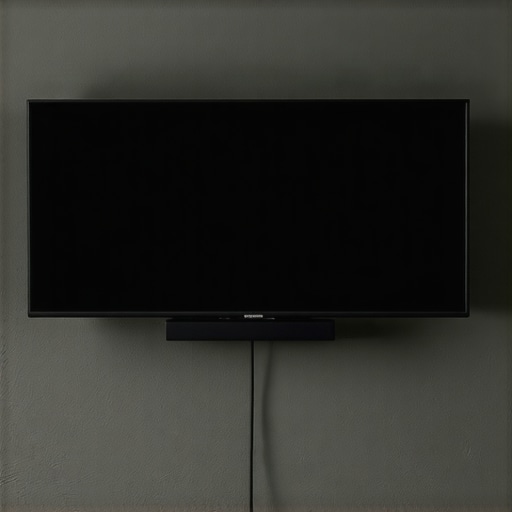 External Streaming Box Hidden Behind Wall Mounted TV An external streaming device neatly tucked behind a flat screen television for a clean look.