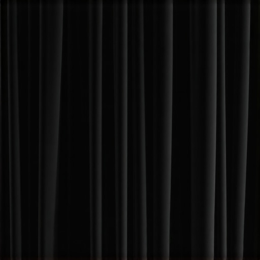 Heavy charcoal velvet curtains for light blocking Close-up of thick velvet curtains providing light and sound insulation in a home cinema