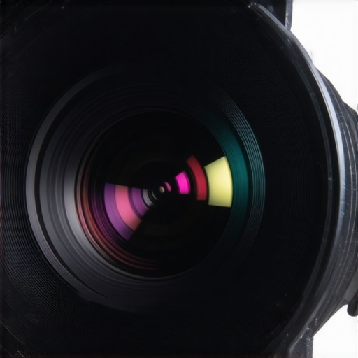 High-Quality Projector Lens Macro Close-up of a professional projector lens assembly showing internal elements.
