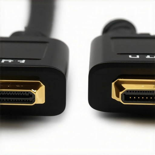 A close up view comparing a high-quality HDMI 2.1 cable with a basic version to show build quality differences.
