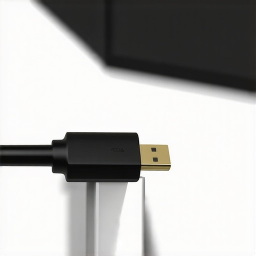 Close up of a certified HDMI cable and clean home theater receiver