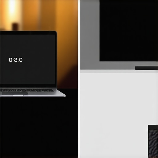 Input Lag Stopwatch Test A photo showing the time delay between a laptop and a TV screen to measure input lag.
