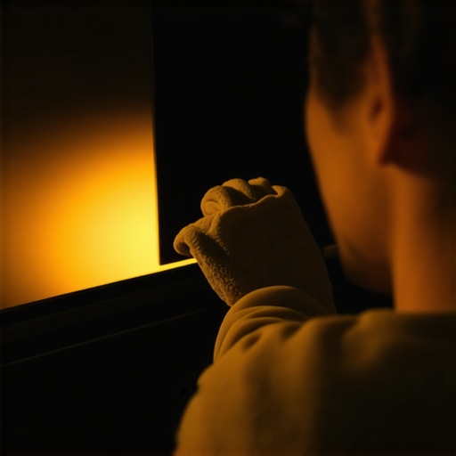 Maintaining a High End OLED Screen A person cleaning an OLED TV screen next to home theater equipment
